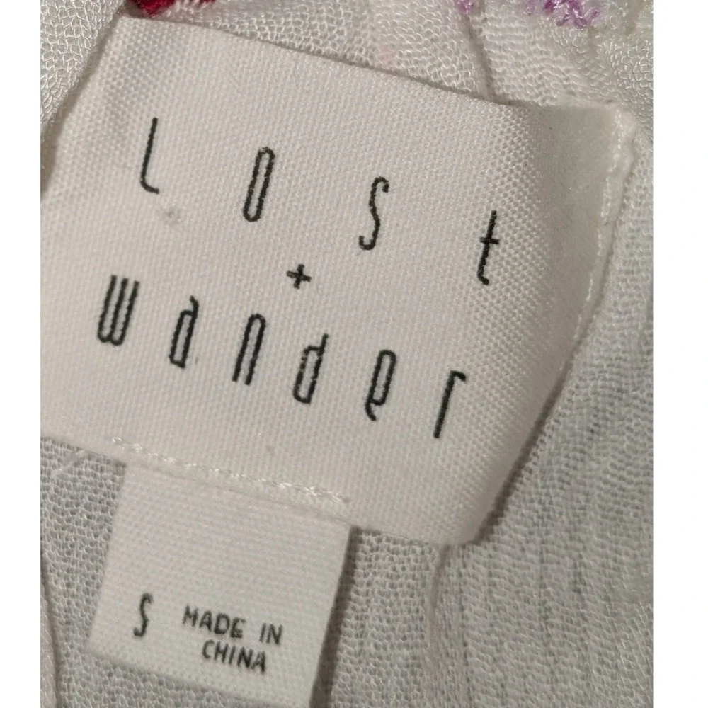 Lost + Wander‎ White Floral Embroidered Off Shoulder Maxi Dress Boho Tassel Sz S